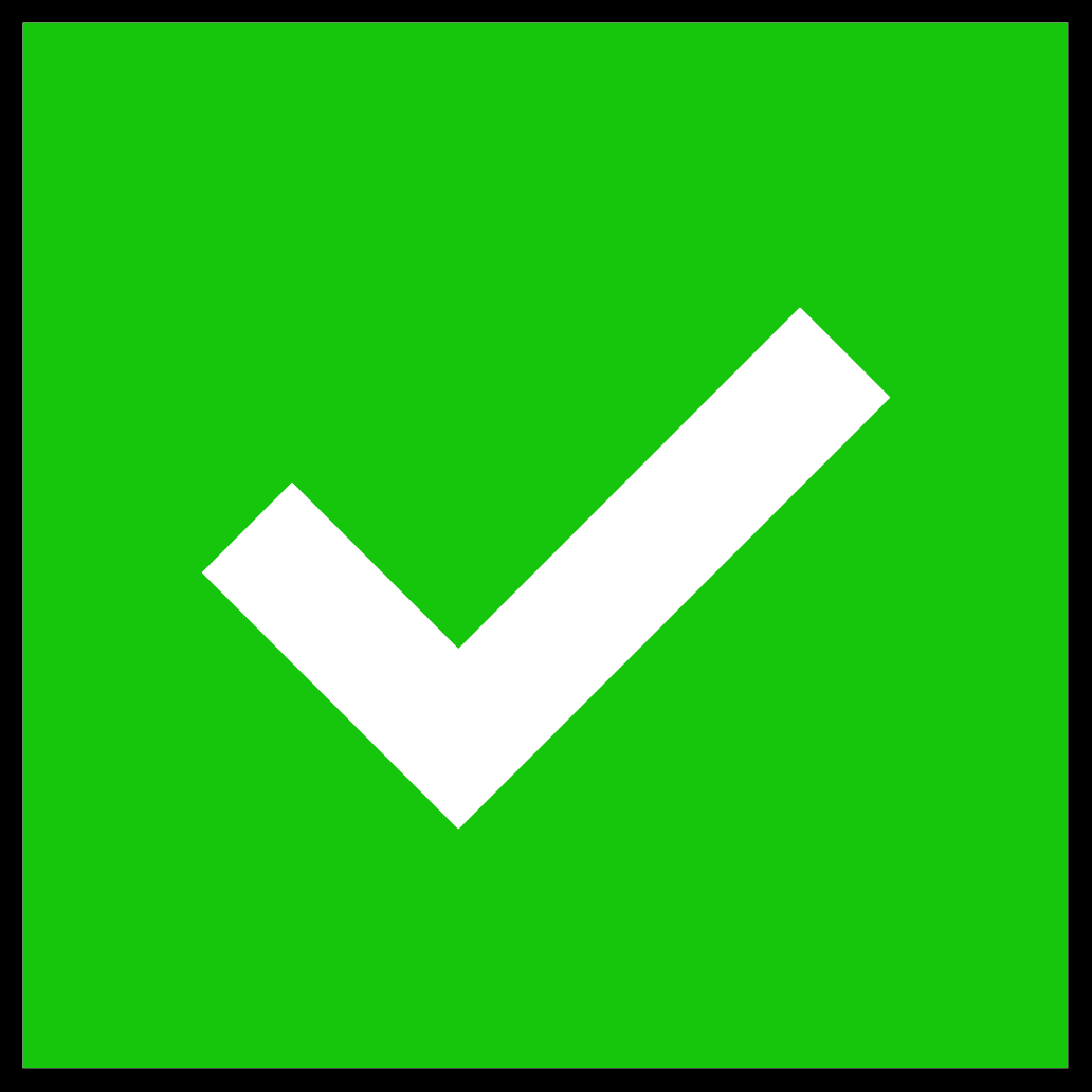 White check mark in a green square