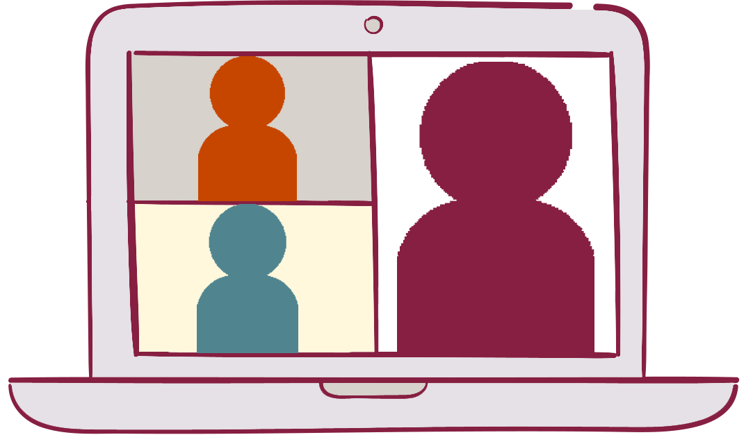 Computer screen showing a representation of users in an online meeting