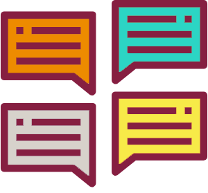 Icon showing four speech bubbles