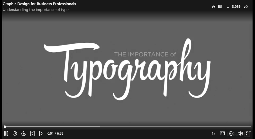 Screenshot from the opening of the LinkedIn Learning video on Understanding the importance of type