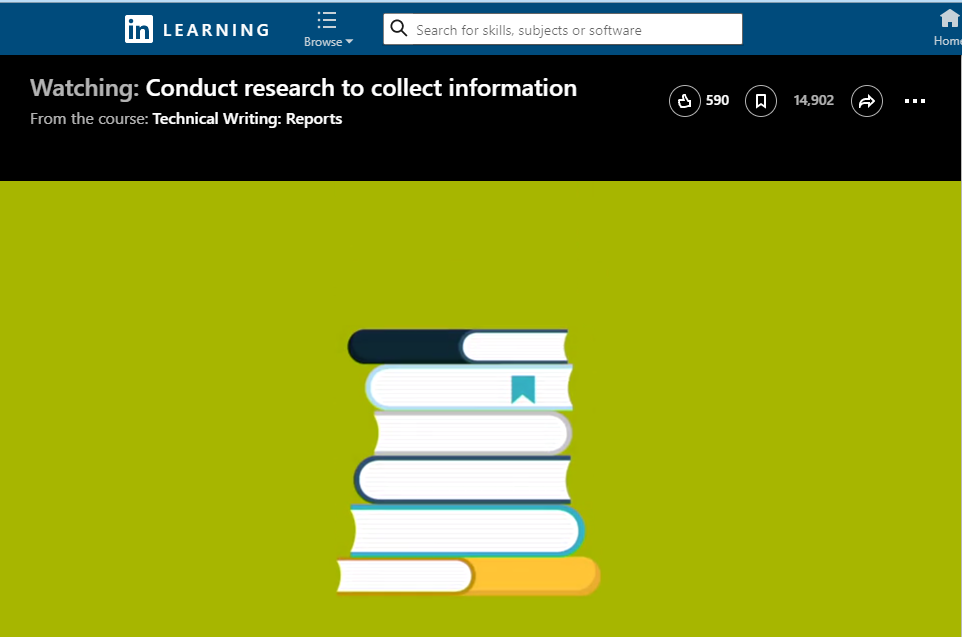 Screenshot from the Lynda.com course Conduct Research to Collect Information