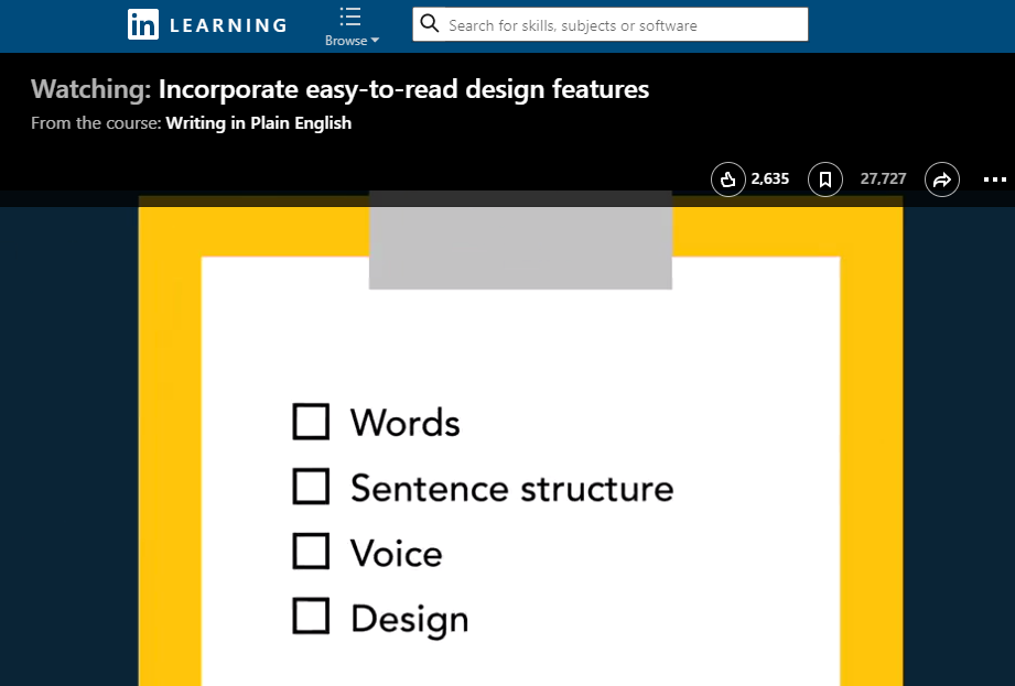 Screenshot of LinkedIn Learning video, Incorporate Easy-to-Read Design Features