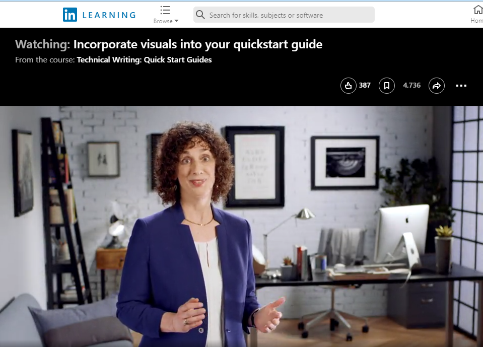 Screenshot from the video Incorporate visuals into your quickstart guide