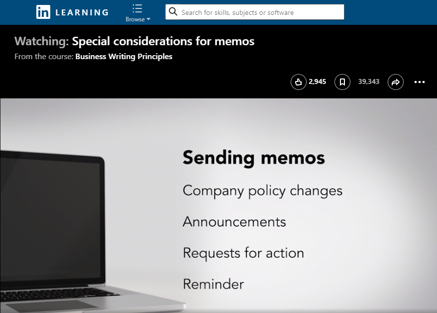 Special Considerations for Memos, on Lynda.com