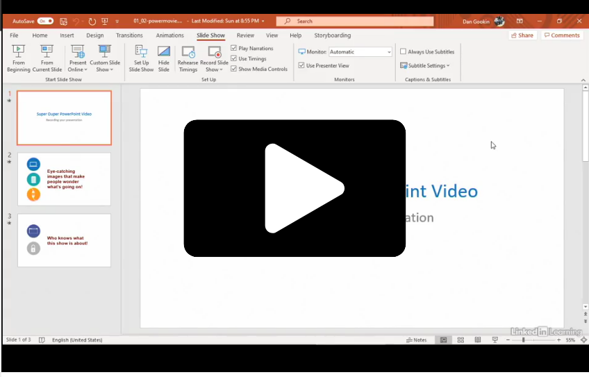 screen capture of PowerPoint video