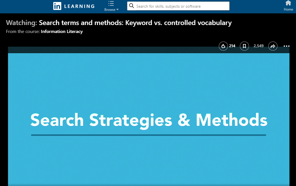 Screenshot of the Search Terms and Methods video