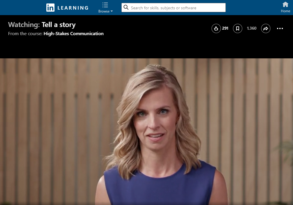 Screenshot from the LinkedIn Learning video Tell a Story